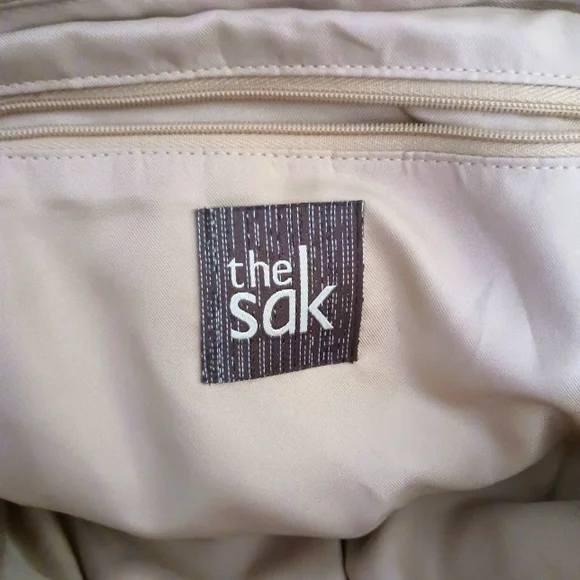 The SAK Leather & Crochet Braided Handle Hand Bag Cream Tan - Picture 4 of 16